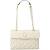 Kurt Geiger London Kensington Drench Leather Convertible Shoulder Bag In Bone