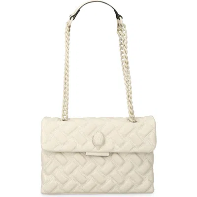 Kurt Geiger London Kensington Drench Leather Convertible Shoulder Bag In Bone