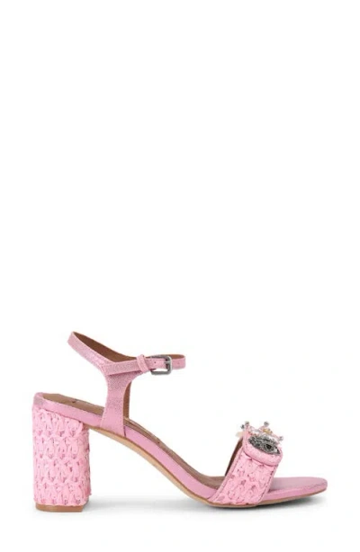 Kurt Geiger London Kensington Embellished Raffia Sandal In Pink