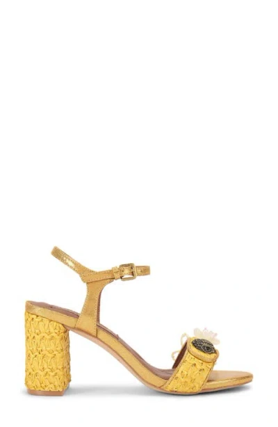 Kurt Geiger London Kensington Embellished Raffia Sandal In Yellow