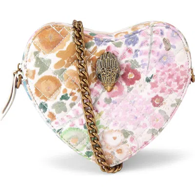 Kurt Geiger London Kensington Floral Couture Heart Quilted Leather Crossbody Bag In Multi
