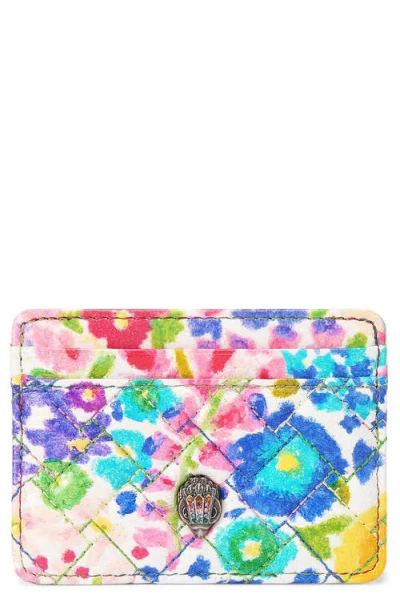 Kurt Geiger London Kensington Floral Couture Leather Card Holder In Floral Multi