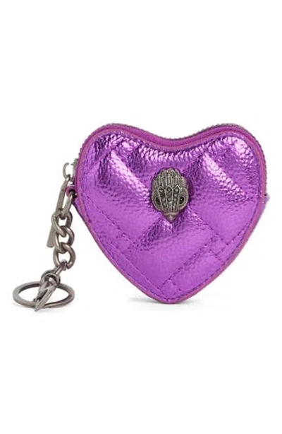 Kurt Geiger London Kensington Heart Charm Zip Pouch In Purple