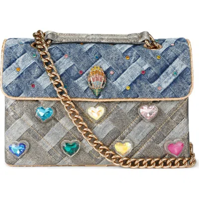Kurt Geiger London Kensington Heart Denim Convertible Shoulder Bag In Multi