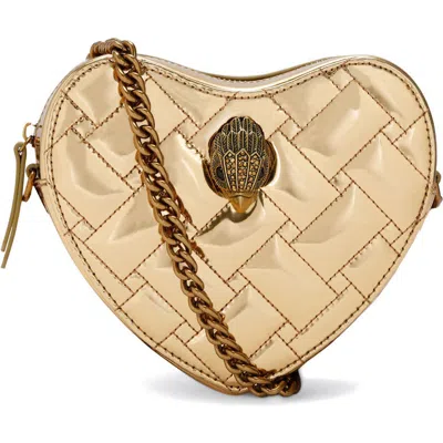 Kurt Geiger London Kensington Heart Quilted Leather Crossbody Bag In Gold