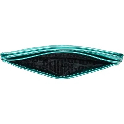 Kurt Geiger London Kensington Leather Card Case In Turquoise