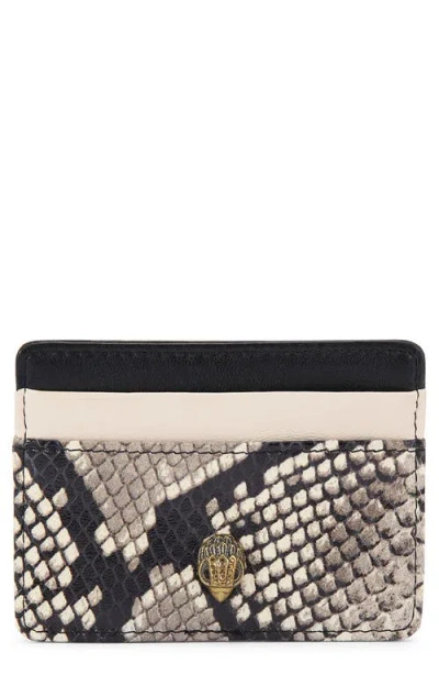 Kurt Geiger London Kensington Leather Card Holder In Beige Multi