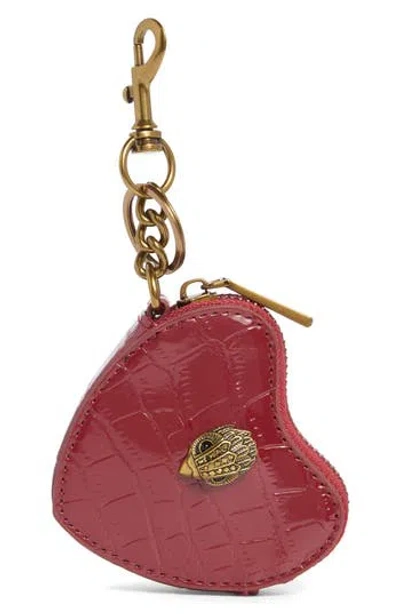 Kurt Geiger London Kensington Leather Heart Bag Charm In Pink