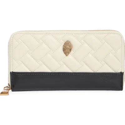 Kurt Geiger London Kensington Leather Zip Wallet In White/ Blk