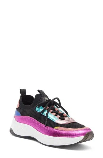 Kurt Geiger London Kensington Metallic Sneaker In Black/purple Multi