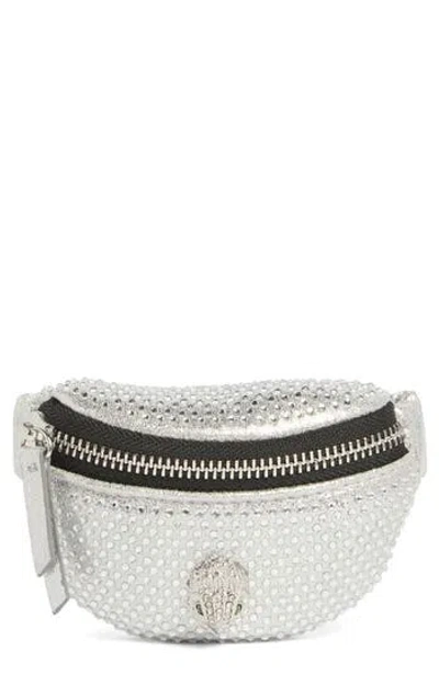 Kurt Geiger London Kensington Pebbled Faux Leather Wristlet In Silver