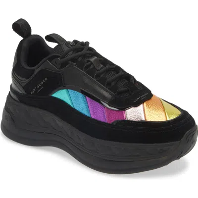 Kurt Geiger Kensington Pump Eagle-embellished Leather Low-top Trainers In Blk/other
