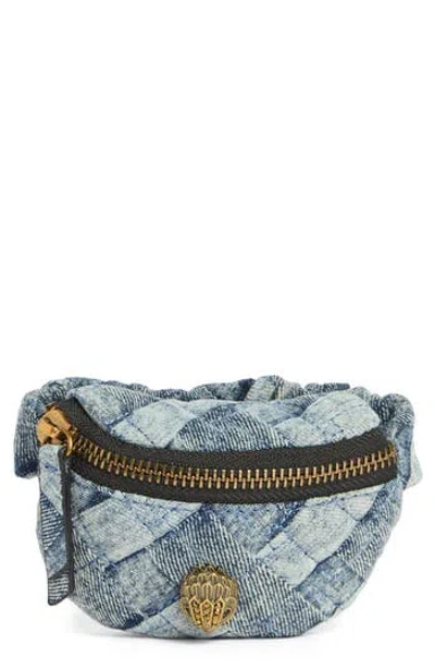 Kurt Geiger London Kensington Quilted Denim Wristlet In Blue