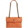 Kurt Geiger London Kensington Quilted Leather Convertible Shoulder Bag In Rust/copper
