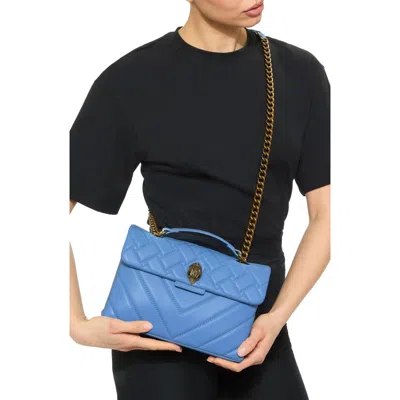 Kurt Geiger London Kensington Quilted Leather Shoulder Bag In Medium Blue