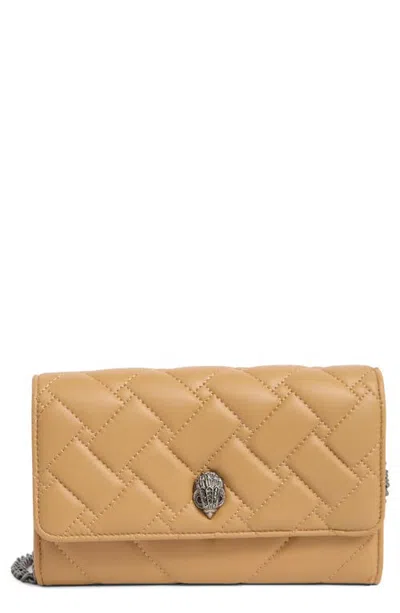 Kurt Geiger London Kensington Quilted Leather Wallet On A Chain In Brown
