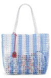 Kurt Geiger London Kensington Rainbow Beaded Shopper In Open Blue