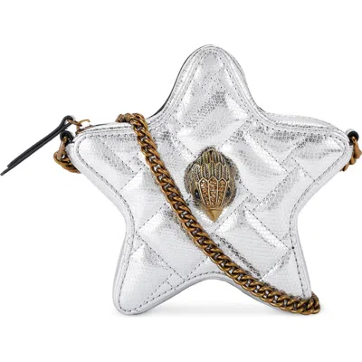 Kurt Geiger London Kensington Star Quilted Leather Crossbody Bag In Silver