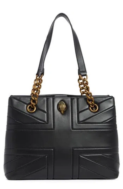 Kurt Geiger London Kensington Union Jack Leather Tote Bag In Black