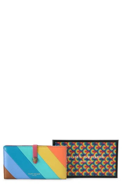 Kurt Geiger London Kensingtone Stripe Leather Wallet In Green