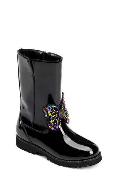 Kurt Geiger London Kids' Mini Butterfly Patent Leather Tall Boot In Black