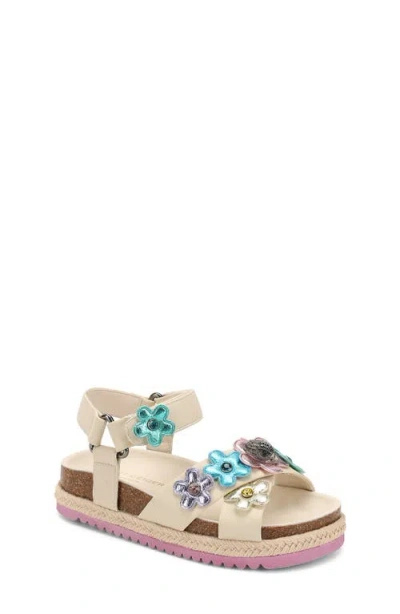 Kurt Geiger London Kids' Mini Kensington Flower Espadrille Ankle Strap Platform Sandal In Multi