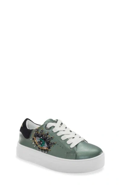 Kurt Geiger London Kids' Mini Laney Eye Platform Sneaker In Teal