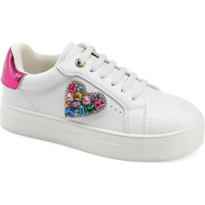 Kurt Geiger London Kids' Mini Laney Love Heart Sneaker In White