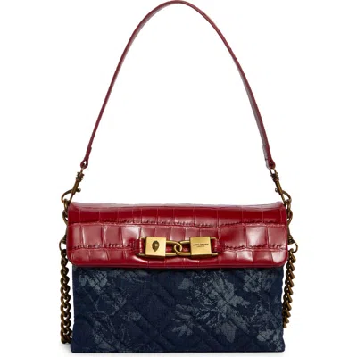 Kurt Geiger London Kingsley Mixed Media Shoulder Bag In Open Red