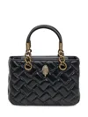 Kurt Geiger London Square Kensington Quilted Leather Top Handle Bag In Black