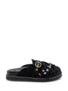 Kurt Geiger Fringe-embellished Flat Mules In Black