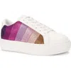 Kurt Geiger London Womens Pink Comb Laney Stripe Crystal-embellished Leather Low-top Trainers In Pink