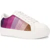 Kurt Geiger London Laney Crystal Rainbow Stripe Sneaker In Pink Comb