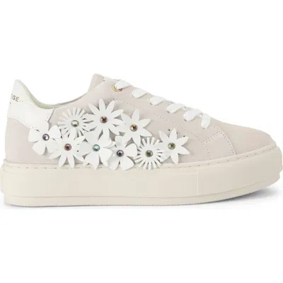 Kurt Geiger London Laney Flower Embellished Sneaker In Open White