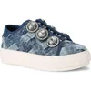 Kurt Geiger Womens Denim Laney Octavia Crystal-embellished Woven Low-top Trainers