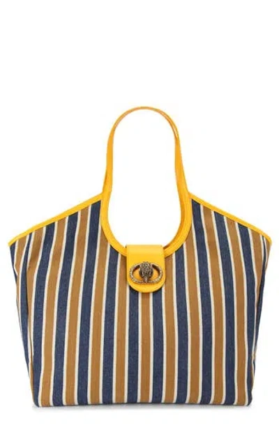 Kurt Geiger London Large Chelsea Stripe Tote Bag In Blue