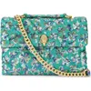 Kurt Geiger London Large Kensingston Sequin Soft Quilted Convertible Shoulder Bag In Green
