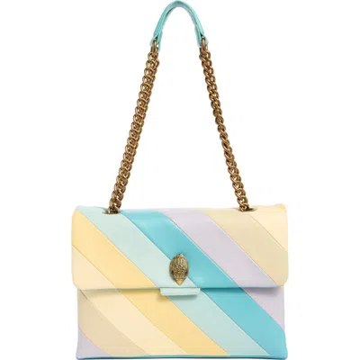 Kurt Geiger London Large Kensington Convertible Leather Crossbody Bag In Blue/pale Cream