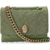 Kurt Geiger London Large Kensington Quilted Suede & Leather Shoulder Bag In Khaki