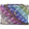 Kurt Geiger London Large Kensington Rainbow Denim Shoulder Bag In Multi