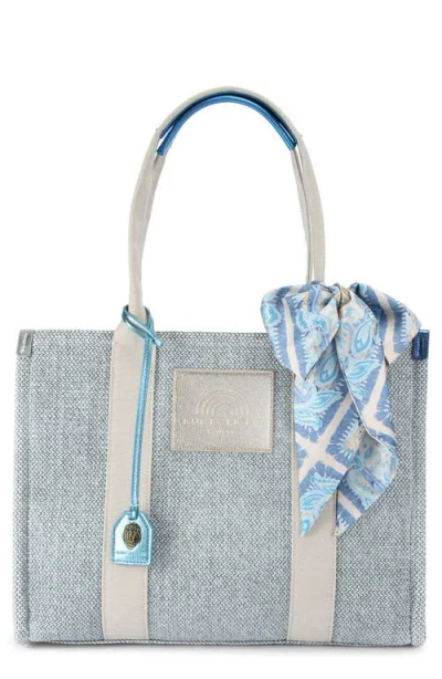 Kurt Geiger London Large Southbank Woven Tote In Light/pastel Blue