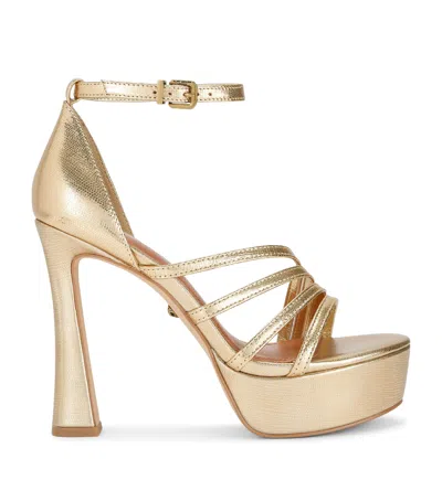 Kurt Geiger London Leather Annabel Platform Sandals 130 In Gold