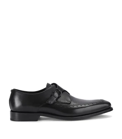 Kurt Geiger London Leather Beaumont Monk Shoes In Black