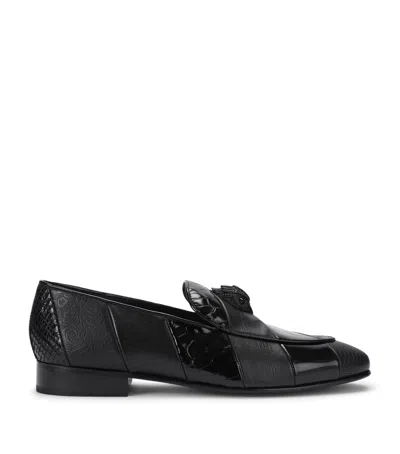 Kurt Geiger London Leather Bedford Stripe Eagle Loafers In Black