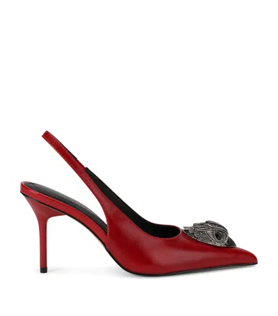 Kurt Geiger London Leather Belsize Eagle Slingback Heels In Red