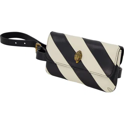 Kurt Geiger London Leather Belt Bag In Black/antique Brass