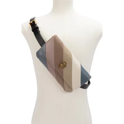 Kurt Geiger London Leather Belt Bag In Pavement/antique Brass