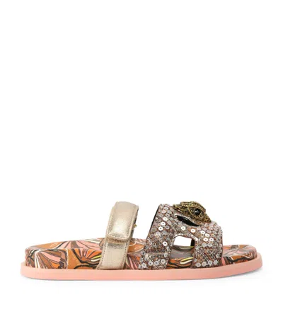 Kurt Geiger London Leather Cut-out Eagle Sandals In Brown