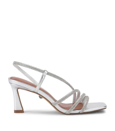 Kurt Geiger London Leather Embellished Annabel Heeled Sandals 80 In Silver