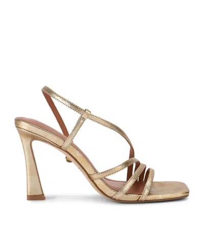 Kurt Geiger London Leather Embellished Annabel Heeled Sandals 90 In Gold